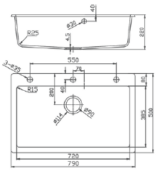 GLORY GL7950-B 790mm Granite Stone Kitchen Sink Top-Mount Single Bowl Matt Sinki Dapur