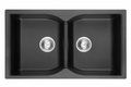 GLORY GL8650-B 860mm Granite Stone Kitchen Sink Top-Mount Double Bowl Matt Sinki Dapur
