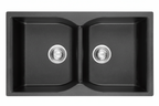 GLORY GL8650-B 860mm Granite Stone Kitchen Sink Top-Mount Double Bowl Matt Sinki Dapur