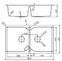 GLORY GL8650-B 860mm Granite Stone Kitchen Sink Top-Mount Double Bowl Matt Sinki Dapur