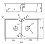 GLORY GL8650-B 860mm Granite Stone Kitchen Sink Top-Mount Double Bowl Matt Sinki Dapur