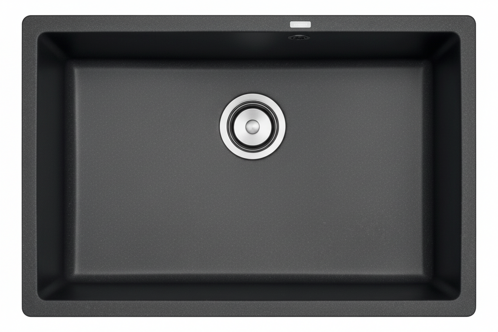 GLORY GL7945-B 790mm Granite Stone Kitchen Sink Top-Mount Single Bowl Matt Sinki Dapur