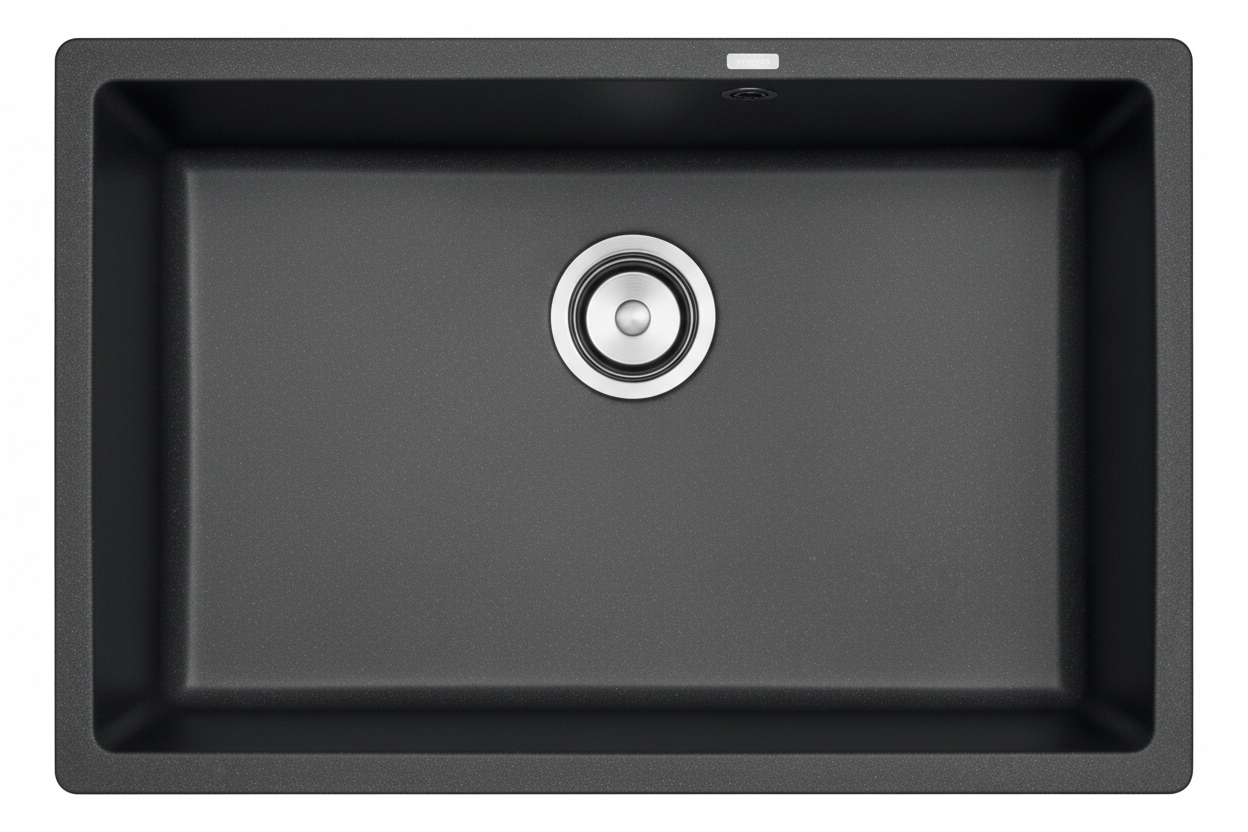 GLORY GL7945-B 790mm Granite Stone Kitchen Sink Top-Mount Single Bowl Matt Sinki Dapur