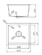 GLORY GL4641-B 455mm Granite Stone Kitchen Sink Top-Mount Single Bowl Matt Sinki Dapur