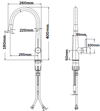 GLORY GLKT2021-B Kitchen Pull Out Mixer Tap