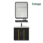 DOCASA ACS-503640-BGS 500mm Black Wall Hung Aluminum Basin Cabinet Set