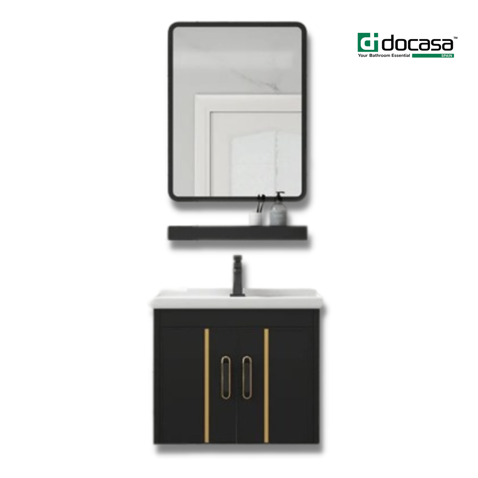 DOCASA ACS-503640-BGS 500mm Black Wall Hung Aluminum Basin Cabinet Set
