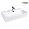 DOCASA K382 755 White Counter Top Wash White Basin come with single pre-punched tap hole, overflow & cap