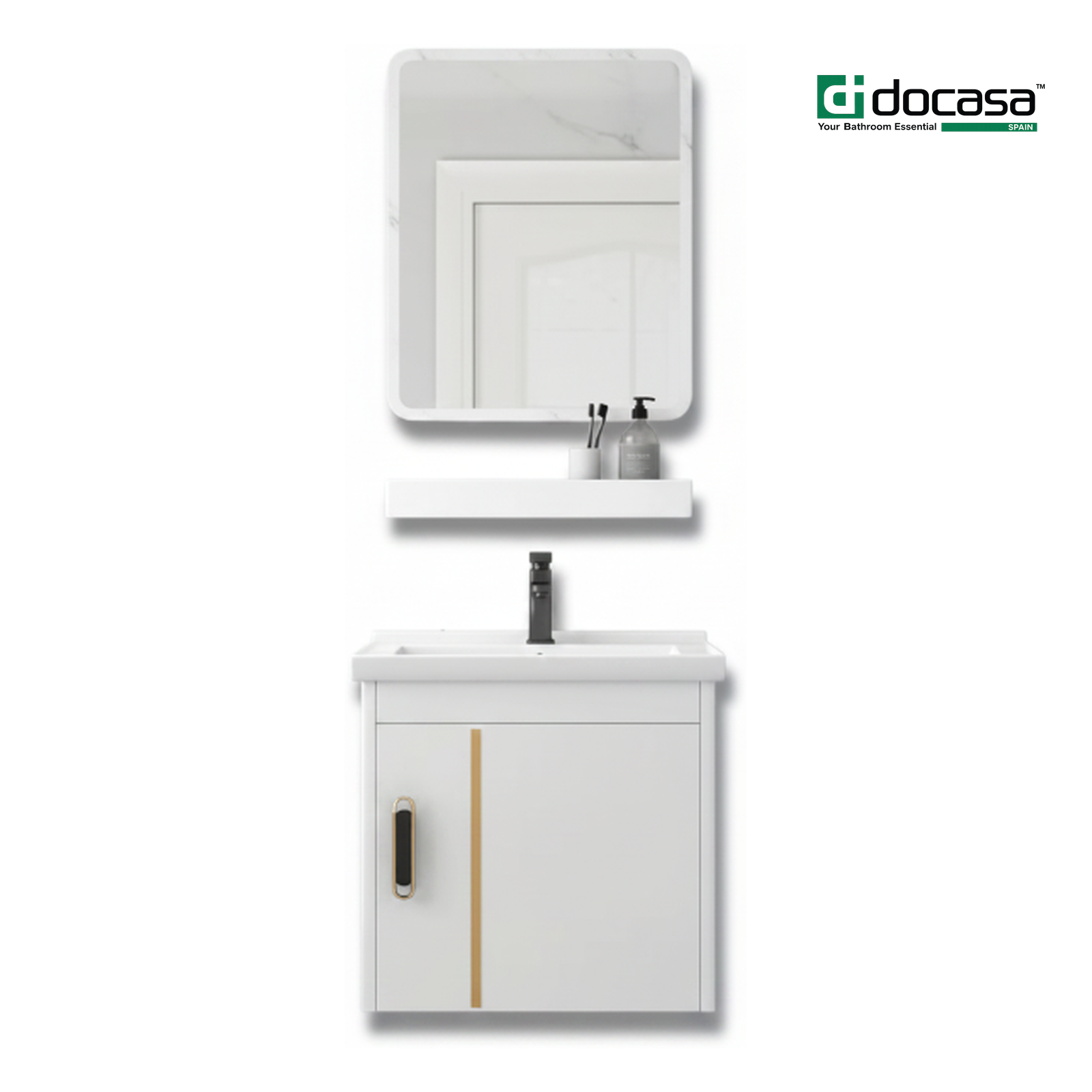 DOCASA ACS-403640-WBS 400mm White Wall Hung Aluminum Basin Cabinet Set