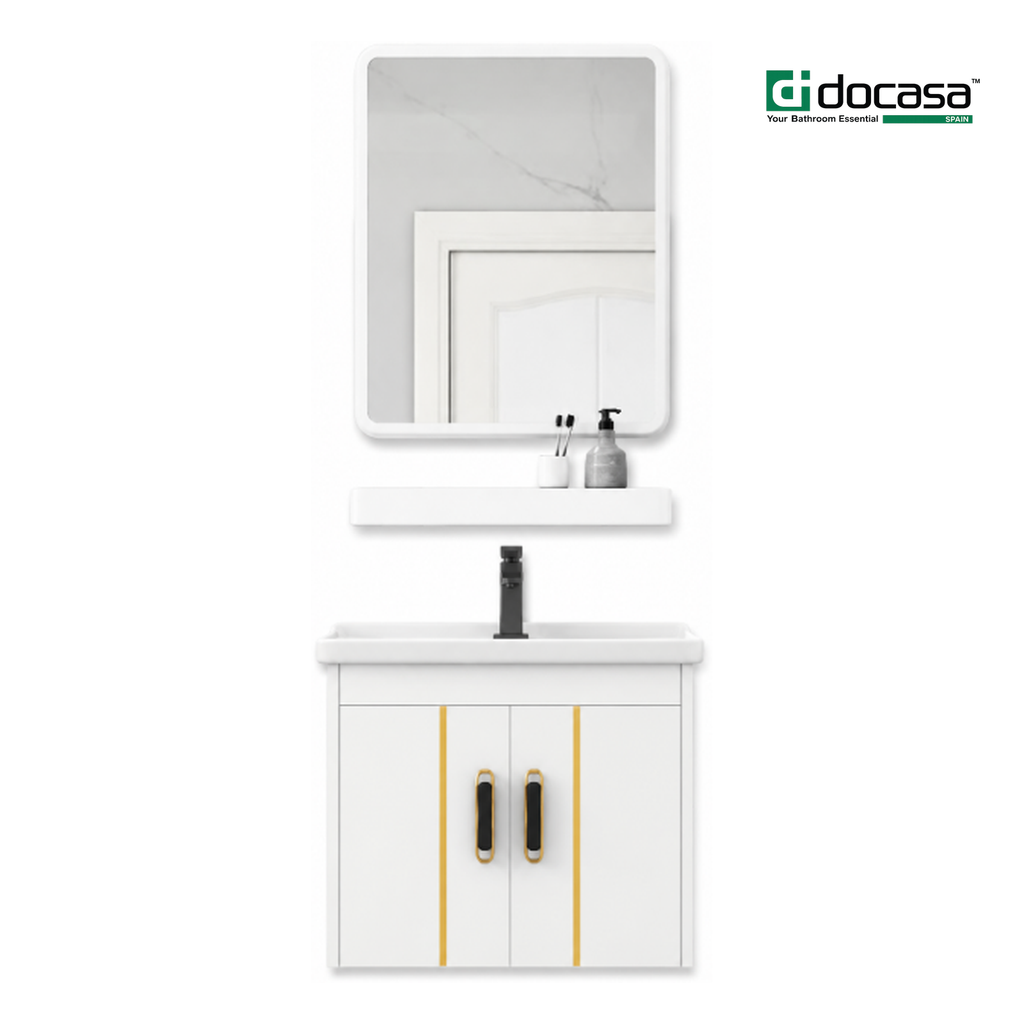 DOCASA ACS-503640-WBS 500mm White Wall Hung Aluminum Basin Cabinet Set