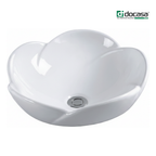 DOCASA 1046 400mm Flower Counter Top Wash White Basin come with single pre-punched tap hole & cap