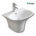 DOCASA 5100 560mm Wall Hung Basin White single Pre-punched Tap Hole c/w Overflow