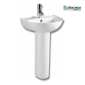 DOCASA BP201 840mm Pedestal Basin White single Pre-punched Tap Hole c/w Overflow