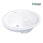 DOCASA 3017 435mm Ceramic White Under Counter Basin Sinki Tandas Bilik Mandi For Bathroom,Dining Area,Outdoor Murah
