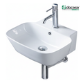 DOCASA 1095 475mm Ceramic White Wall Hung Basin Sinki Tandas Bilik Mandi For Bathroom, Dining Area, And Outdoor