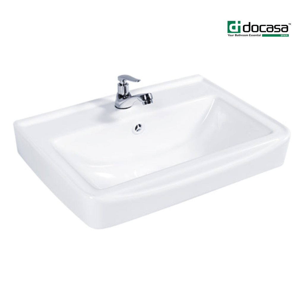 DOCASA B436 360mm Wall Hung Wash Basin come with single pre-punched tap hole, overflow & cap