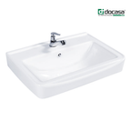 DOCASA B436 360mm Wall Hung Wash Basin come with single pre-punched tap hole, overflow & cap