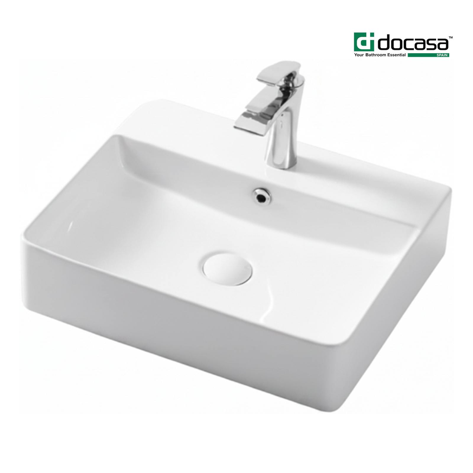 DOCASA K404A 500mm Ceramic Counter Top Wall Hung Basin Sinki Tandas Bilik Mandi For Bathroom, Dining Area, And Outdoor