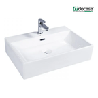 DOCASA K381 605mm Ceramic White Counter Mounting Basin Sinki Tandas Bilik Mandi For Bathroom,Dining Area,Outdoor Murah