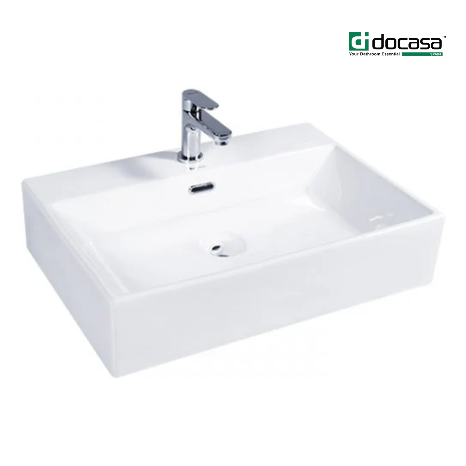 DOCASA K381 605mm Ceramic White Counter Mounting Basin Sinki Tandas Bilik Mandi For Bathroom,Dining Area,Outdoor Murah