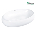 DOCASA K174 0Ceramic White Counter Top Basin | Modern Wash Sink for Bathroom & Bilik Air