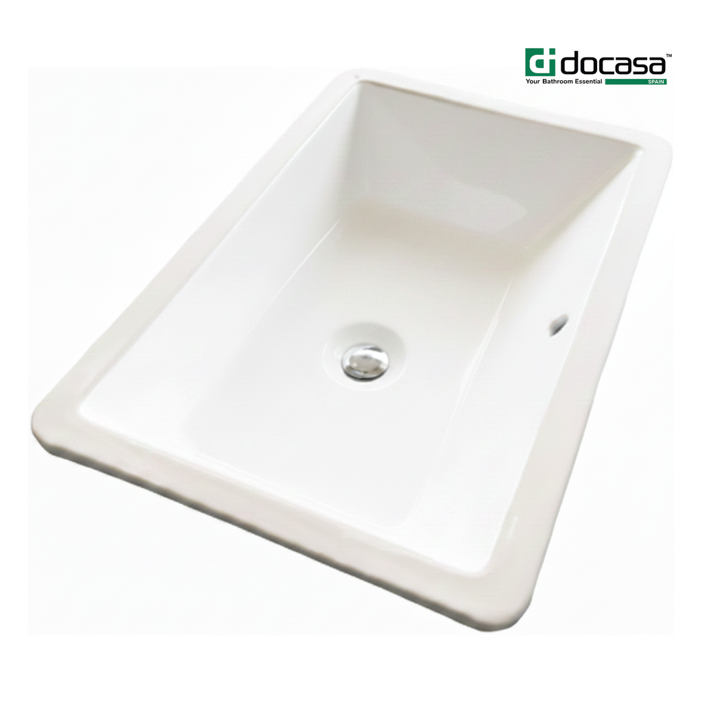 DOCASA 202A 24" 530mm Ceramic White Under Counter Basin Sinki Tandas Bilik Mandi For Bathroom,Dining Area,Outdoor Murah