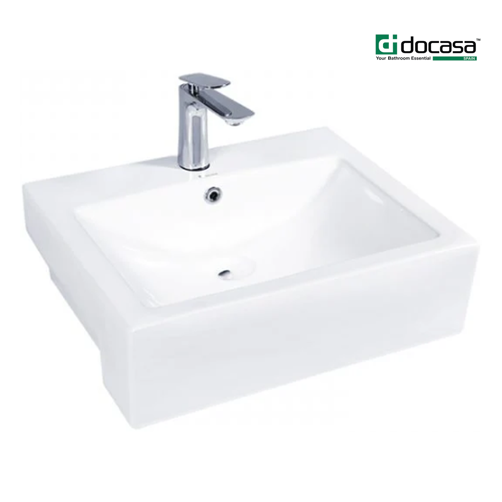 DOCASA K14SR 545mm Ceramic White Semi Recesses Basin Sinki Tandas Bilik Mandi Bathroom,Dining Area, And Outdoor Murah