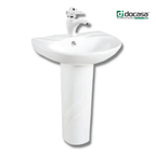 DOCASA A411 350mm Kids Pedestal Basin White single Pre-punched Tap Hole c/w Overflow
