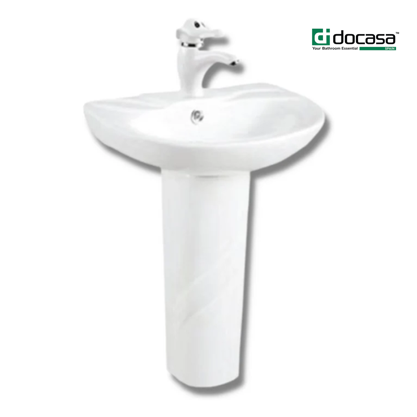 DOCASA A411 350mm Kids Pedestal Basin White single Pre-punched Tap Hole c/w Overflow