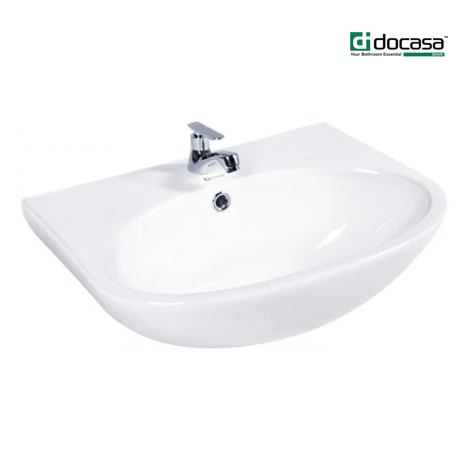 DOCASA B500 495mm Ceramic White Wall Hung Basin Sinki Tandas Bilik Mandi For Bathroom, Dining Area, And Outdoor