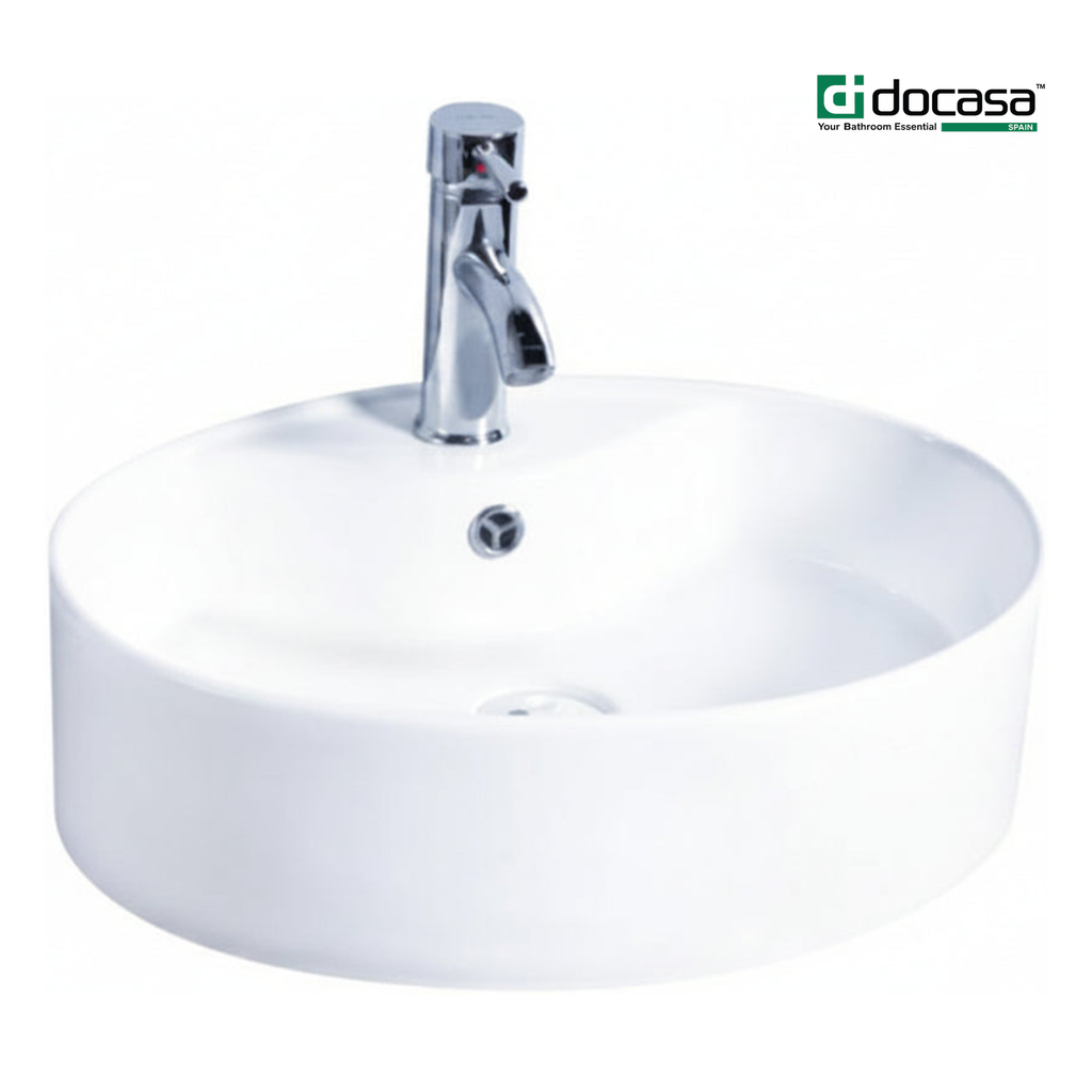 DOCASA 222B 515mm Ceramic White Counter Top Basin Sinki Tandas Bilik Mandi For Bathroom, Dining Area, And Outdoor Murah