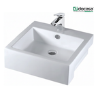 DOCASA K18SR 530mm Ceramic White Semi Recesses Basin Sinki Tandas Bilik Mandi Bathroom,Dining Area, And Outdoor Murah
