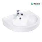 DOCASA B306 410mm Ceramic White Wall Hung Basin Basin Sinki Tandas Bilik Mandi For Bathroom,Dining Area, And Outdoor