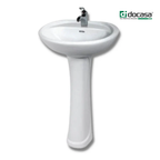DOCASA BP511 850mm Pedestal Basin White single Pre-punched Tap Hole c/w Overflow