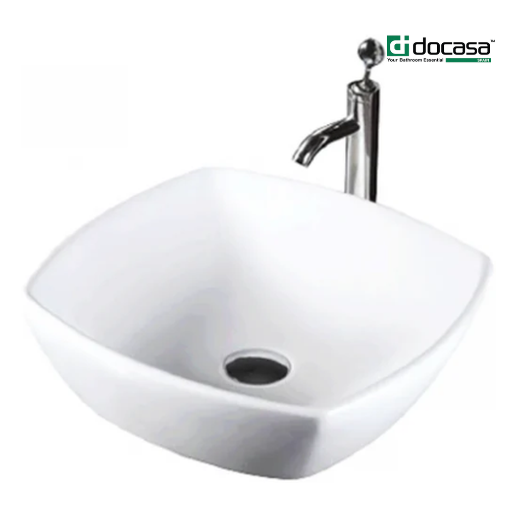 DOCASA 227A 425mm Ceramic White Counter Top Basin Sinki Tandas Bilik Mandi For Bathroom,Dining Area, And Outdoor Murah