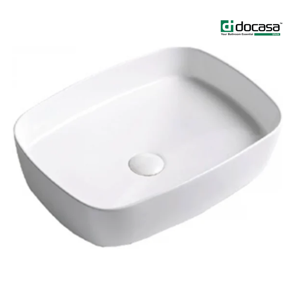 DOCASA K552 500mm Ceramic White Counter Top Basin Sinki Tandas Bilik Mandi For Bathroom,Dining Area, And Outdoor Murah