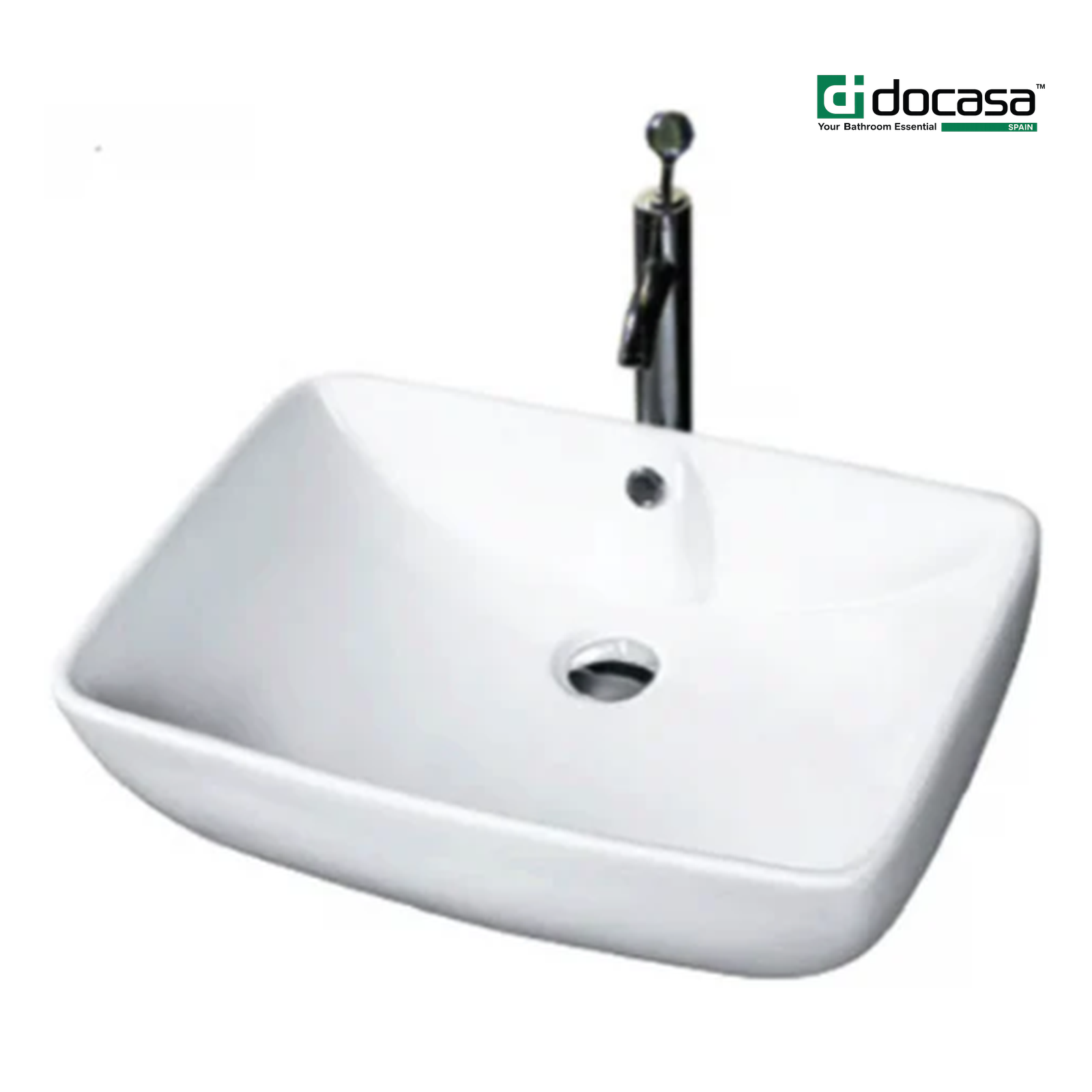 DOCASA K149A 590mm Ceramic White Counter Top Basin Sinki Tandas Bilik Mandi For Bathroom,Dining Area, And Outdoor Murah