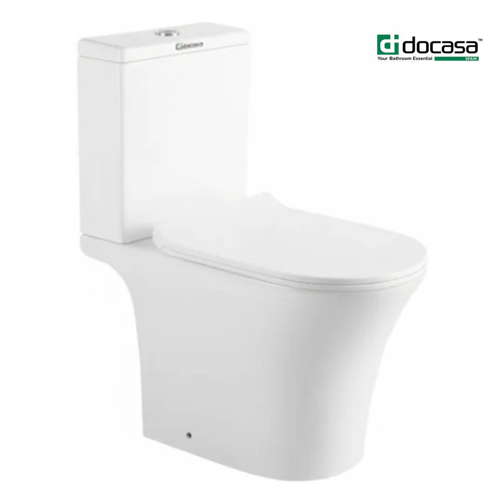 Docasa WD088P-trap 180mm S-Trap 100mm till 250mm Bathroom Closed Couple Rimless WC Water Closet 2 Piece Jamban Duduk
