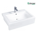 DOCASA K98SR 610mm Ceramic White Semi Recesses Basin Sinki Tandas Bilik Mandi Bathroom,Dining Area, And Outdoor Murah