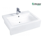 DOCASA K98SR 610mm Ceramic White Semi Recesses Basin Sinki Tandas Bilik Mandi Bathroom,Dining Area, And Outdoor Murah