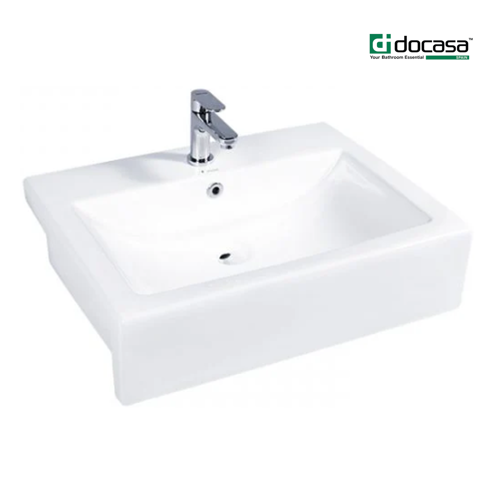 DOCASA K98SR 610mm Ceramic White Semi Recesses Basin Sinki Tandas Bilik Mandi Bathroom,Dining Area, And Outdoor Murah