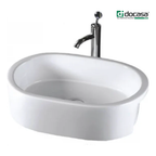 DOCASA 294A 645mm Ceramic White Semi Recesses Basin Sinki Tandas Bilik Mandi Bathroom,Dining Area, And Outdoor Murah