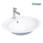 DOCASA 201 560mm Ceramic White Above Counter Basin Sinki Tandas Bilik Mandi For Bathroom,Dining Area, And Outdoor