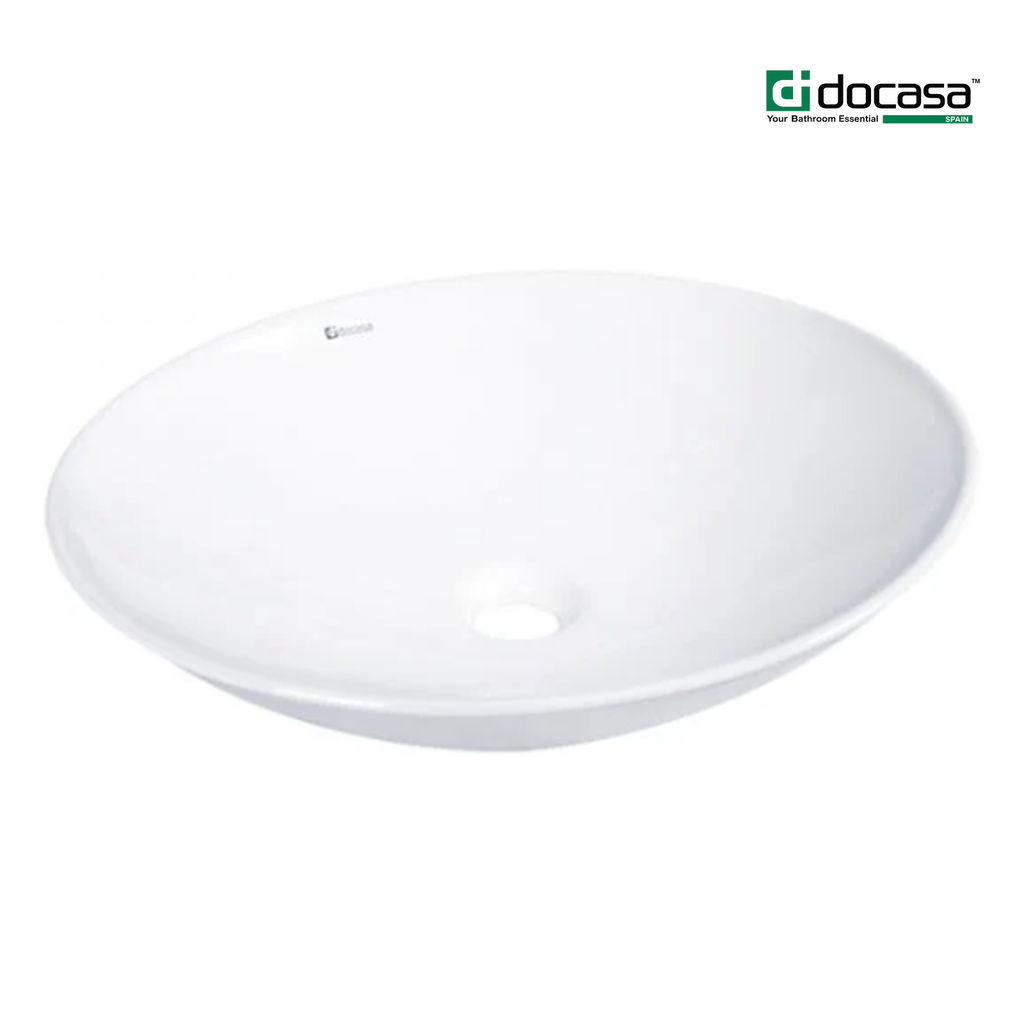 DOCASA K164 490mm Ceramic White Semi Recesses Basin Sinki Tandas Bilik Mandi Bathroom,Dining Area, And Outdoor Murah