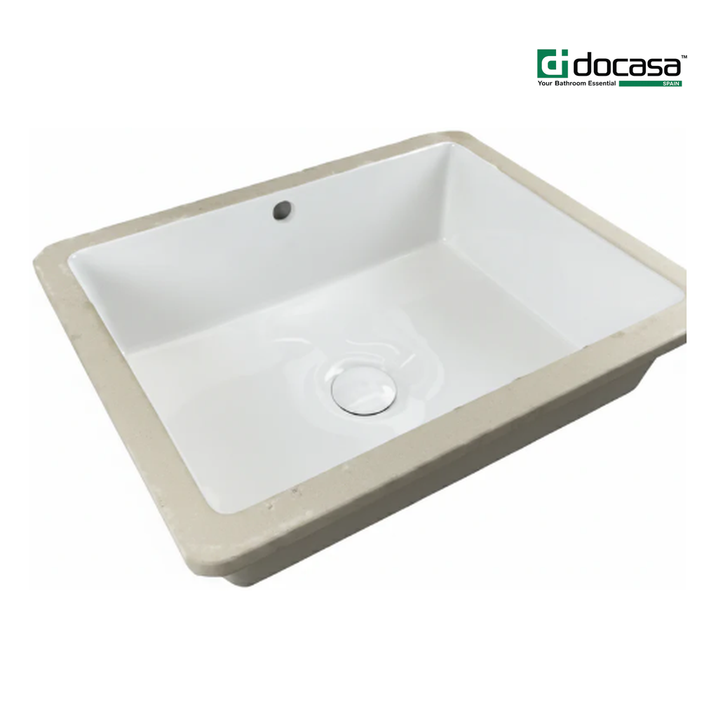 DOCASA 2004 500mm Ceramic White Under Counter Basin Sinki Tandas Bilik Mandi For Bathroom,Dining Area,Outdoor Murah