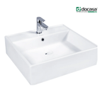 DOCASA 241 530mm Counter Top Wash White Basin come with single pre-punched tap hole, overflow & cap