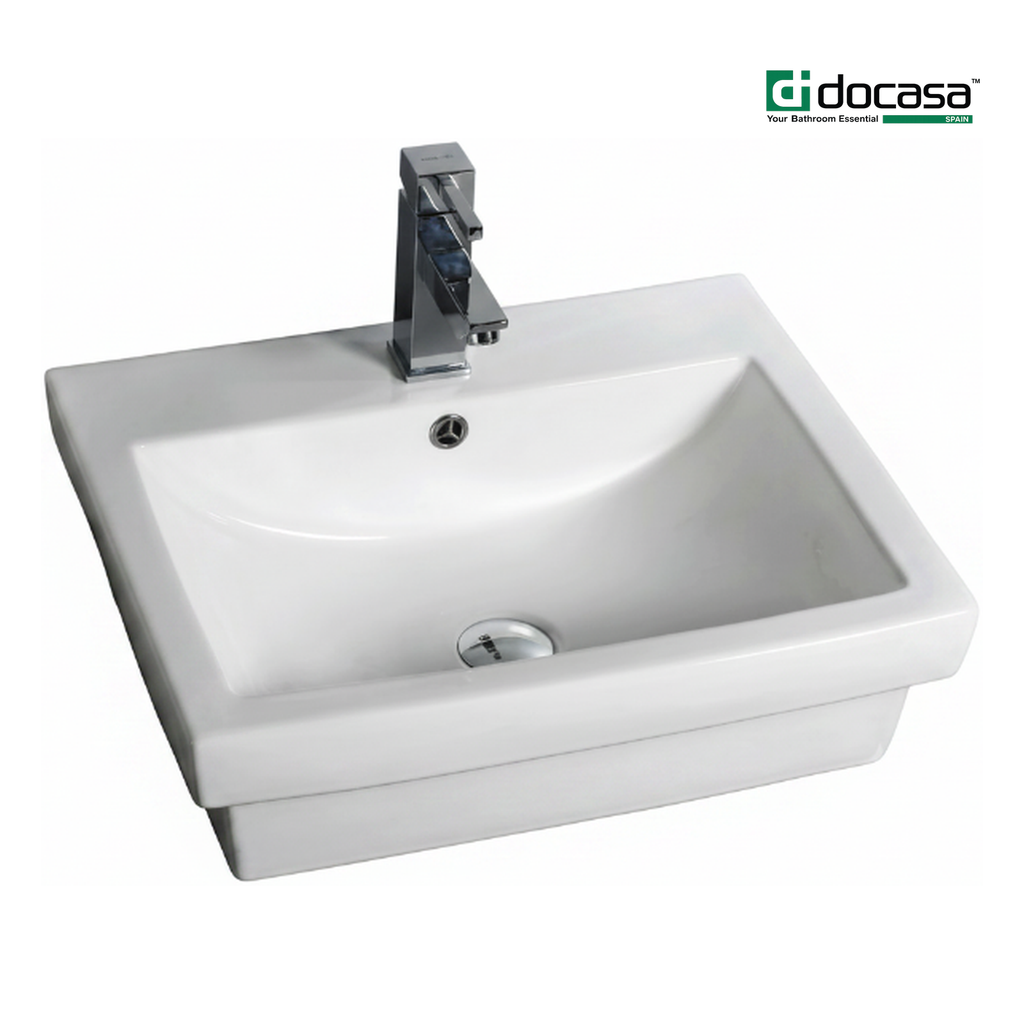 DOCASA 286 535mm Ceramic White Counter Top Basin Sinki Tandas Bilik Mandi For Bathroom,Dining Area, And Outdoor Murah