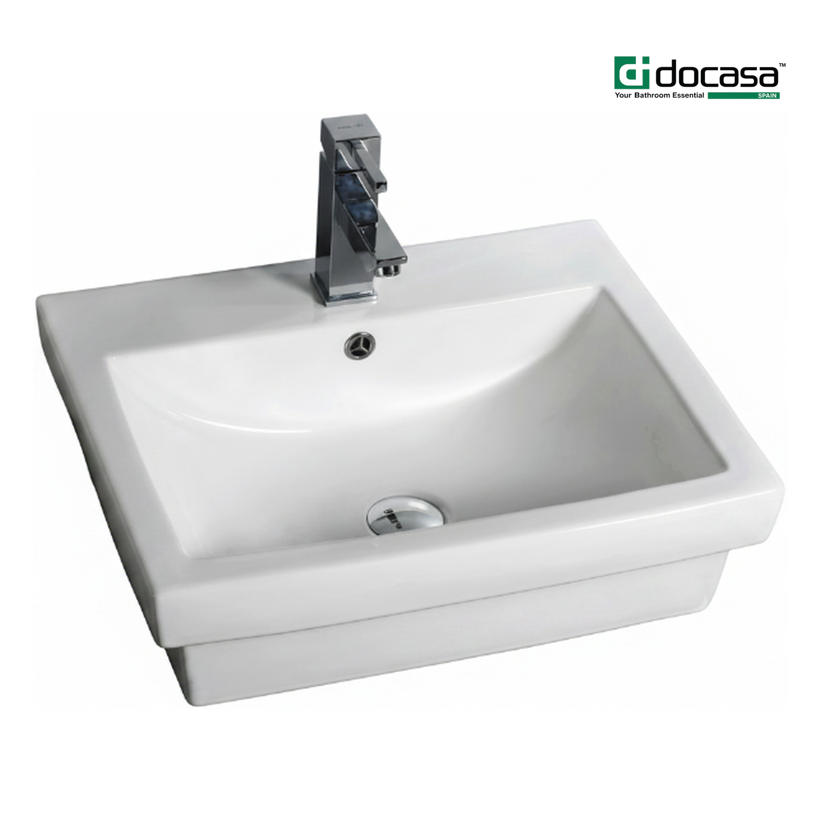 DOCASA 286 535mm Ceramic White Counter Top Basin Sinki Tandas Bilik Mandi For Bathroom,Dining Area, And Outdoor Murah
