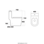 Sorento SRTWC8504-RL One Piece Water Closet Washdown With Rimless Flushing Technology S-Trap 200/250mm P-Trap 180mm