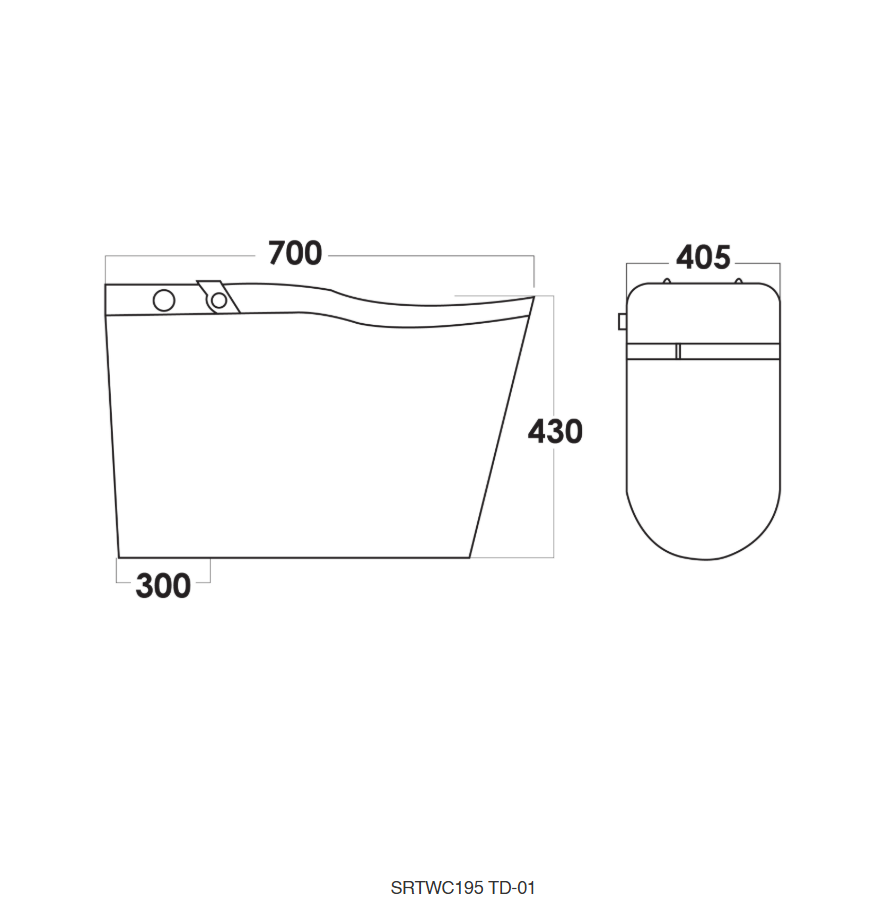 Sorento SRTWC195 Smart Intelligent Water Closet Toilet with Wireless Remote Control | Siphonic Flush | S-Trap 300mm